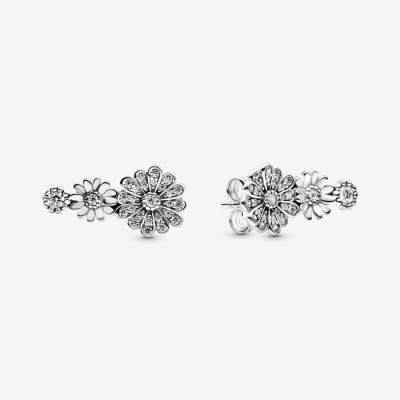 Stud Earrings Pandora Sparkling Daisy Flower Trio Strieborne | SK821QBEI