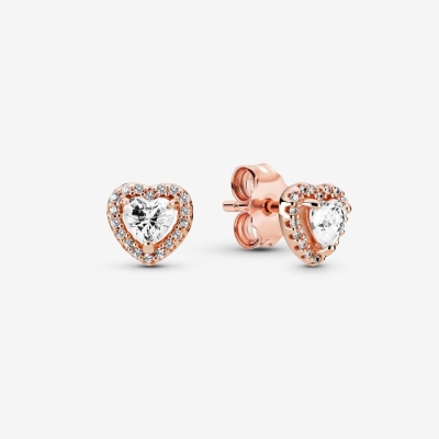 Stud Earrings Pandora Sparkling Elevated Ruzove Zlate | SK514ZRIL