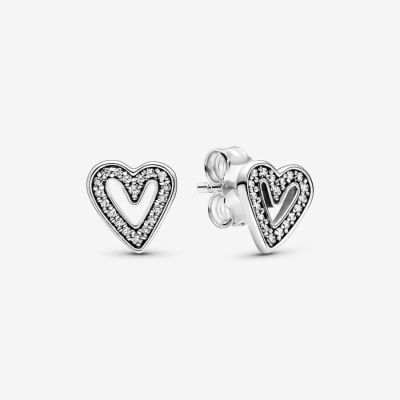 Stud Earrings Pandora Sparkling Freehand Strieborne | SK351MGZK