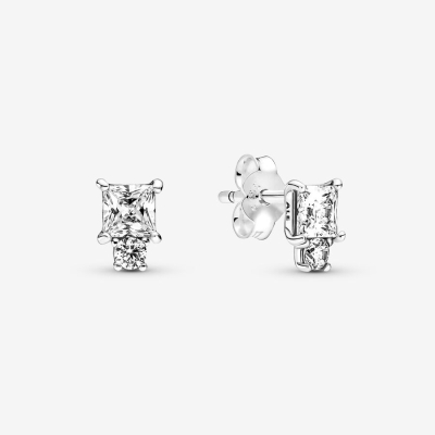 Stud Earrings Pandora Sparkling Round & Square Strieborne | SK650MRAB