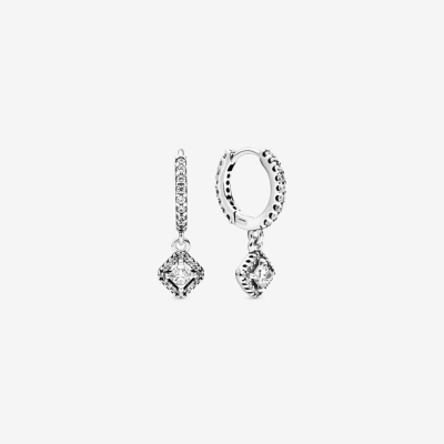 Stud Earrings Pandora Square Sparkle Strieborne | SK514IZFH