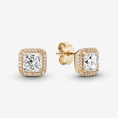 Stud Earrings Pandora Square Sparkle Zlate | SK098SFRT